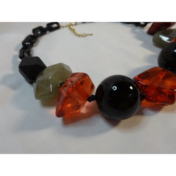 SUPER CHUNKY Lucite Assymetric Stones Chain Back NECKLACE Adjustable 22" - Picture 6 of 8